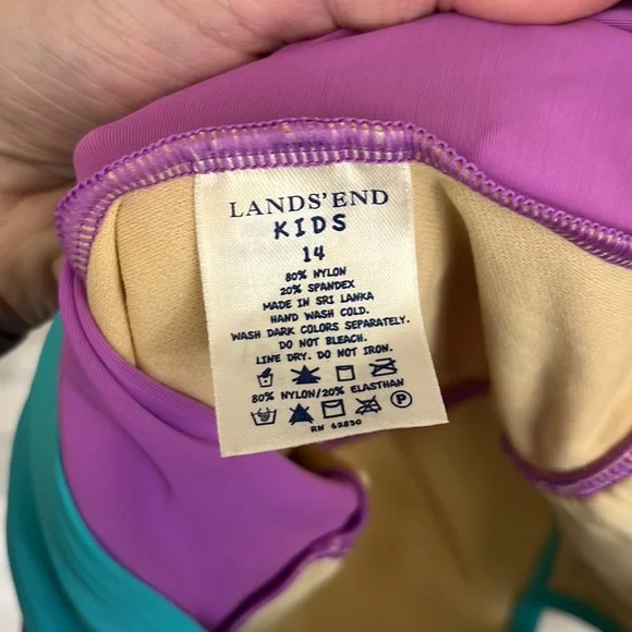 #S6 large - girls purple one piece swimsuit size 14 LANDS END KIDS - Picture 3 of 4